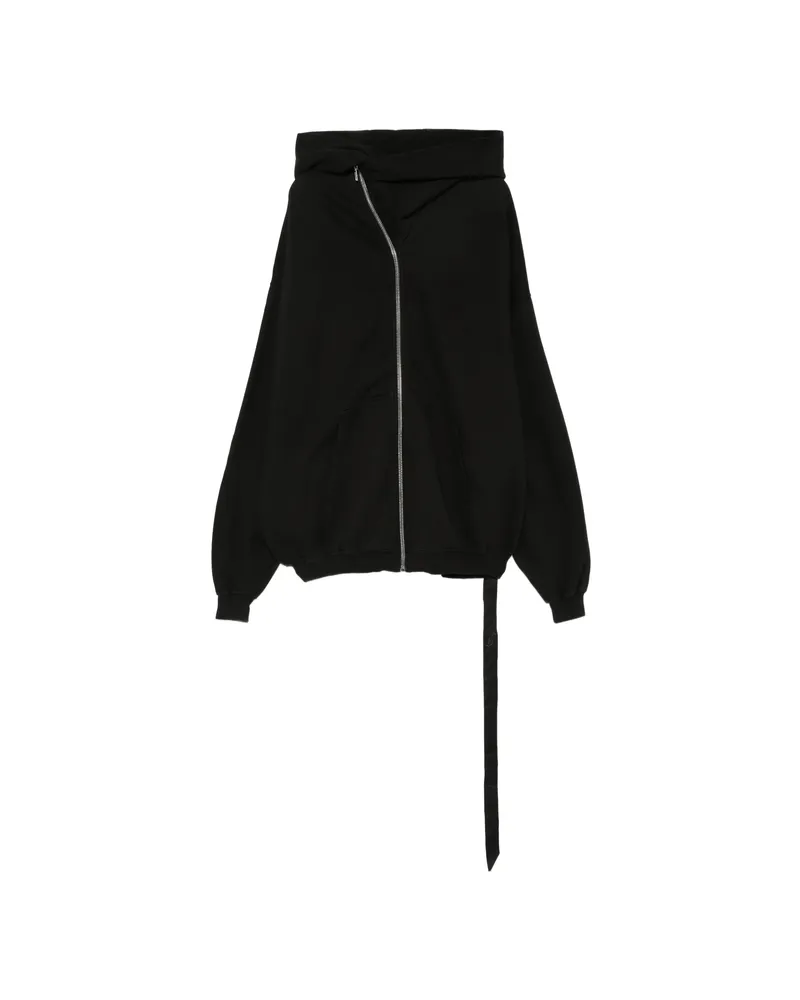 DRKSHDW by Rick Owens Mountain Hun Asymmetric Zip-up Hoodie Black