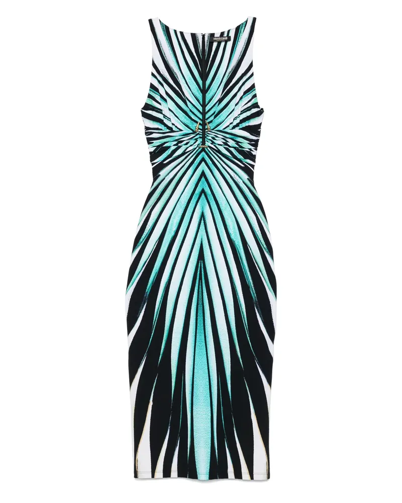 Roberto Cavalli Striped Midi Dress Black