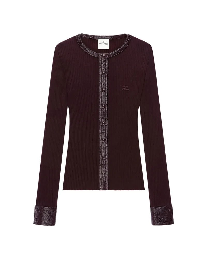 Courrèges Vinyl-trim Ribbed-knit Cardigan Red