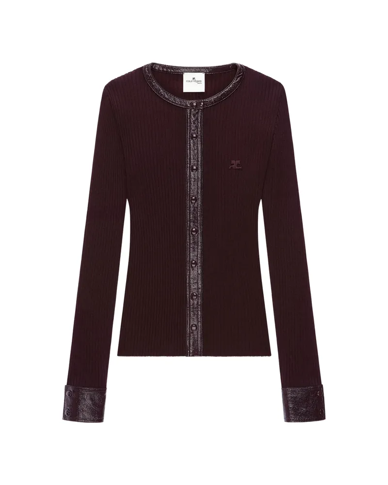 Courrèges Vinyl-trim Ribbed-knit Cardigan Red