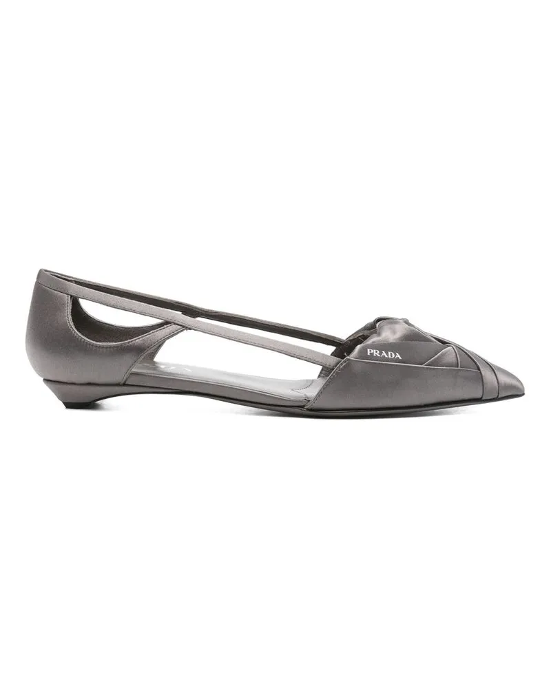 Prada Satin Cut-out Ballerinas Grey