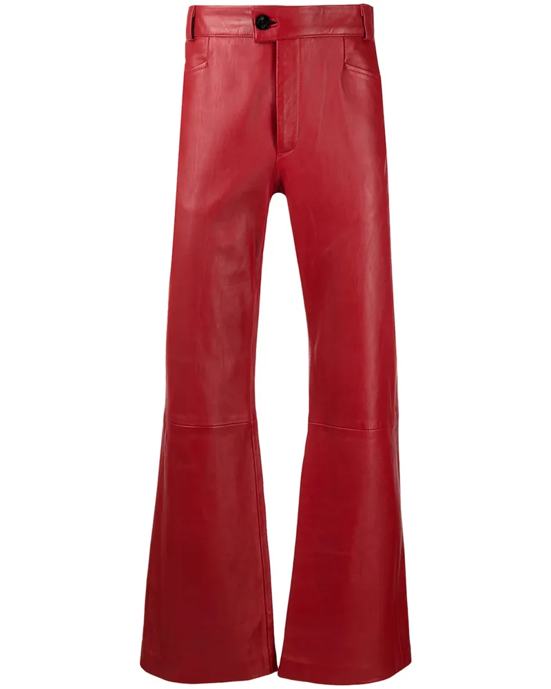 Ernest W. Baker Flare-cut Coated-cotton Trousers Red