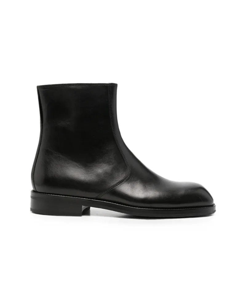Christophe Lemaire Leather Ankle Boots Black