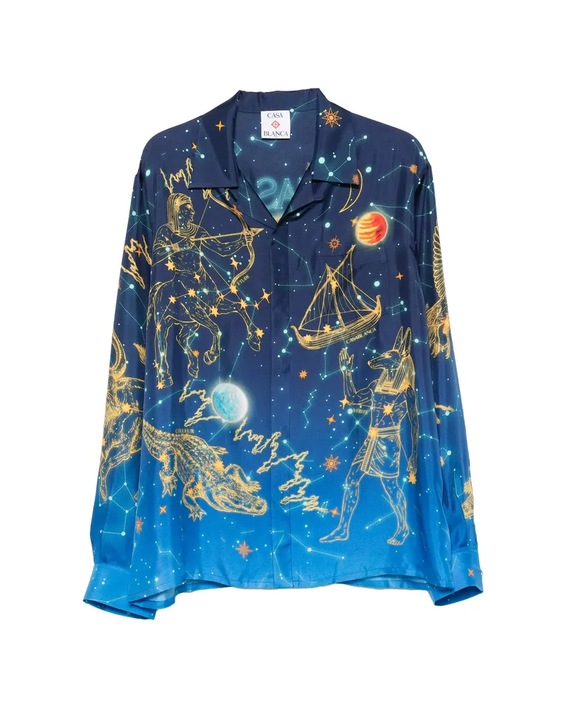 Casablanca Paris Constellation-print Long-sleeve Shirt Blue
