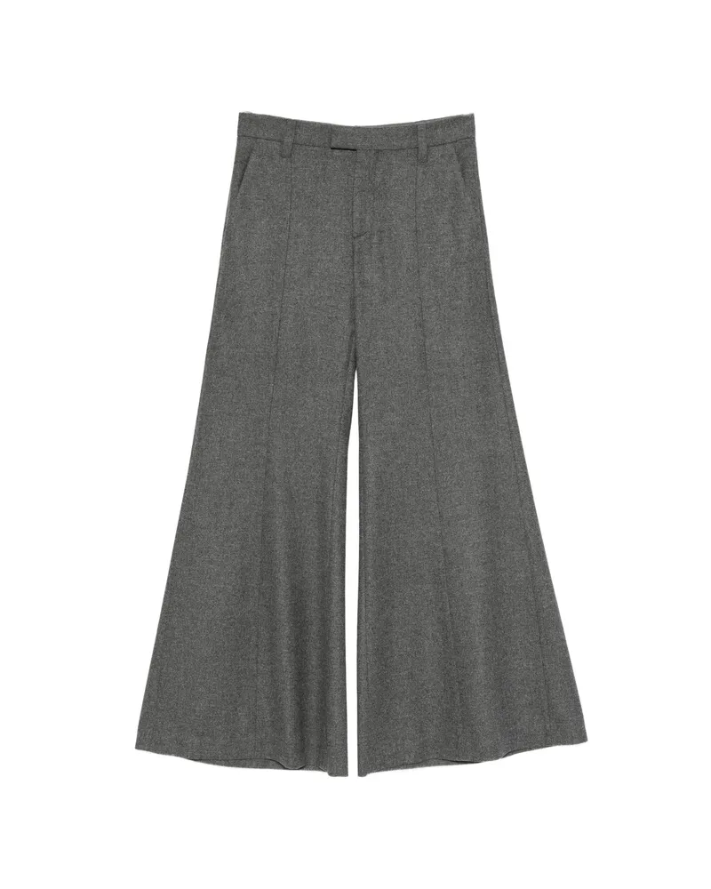 Brunello Cucinelli Pressed-crease Wide-leg Wool Trousers Grey