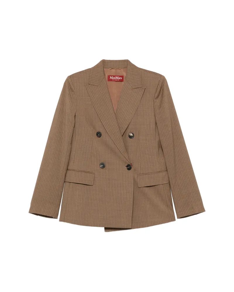 Max Mara Mstumico Pinstripe Double-breasted Blazer Brown