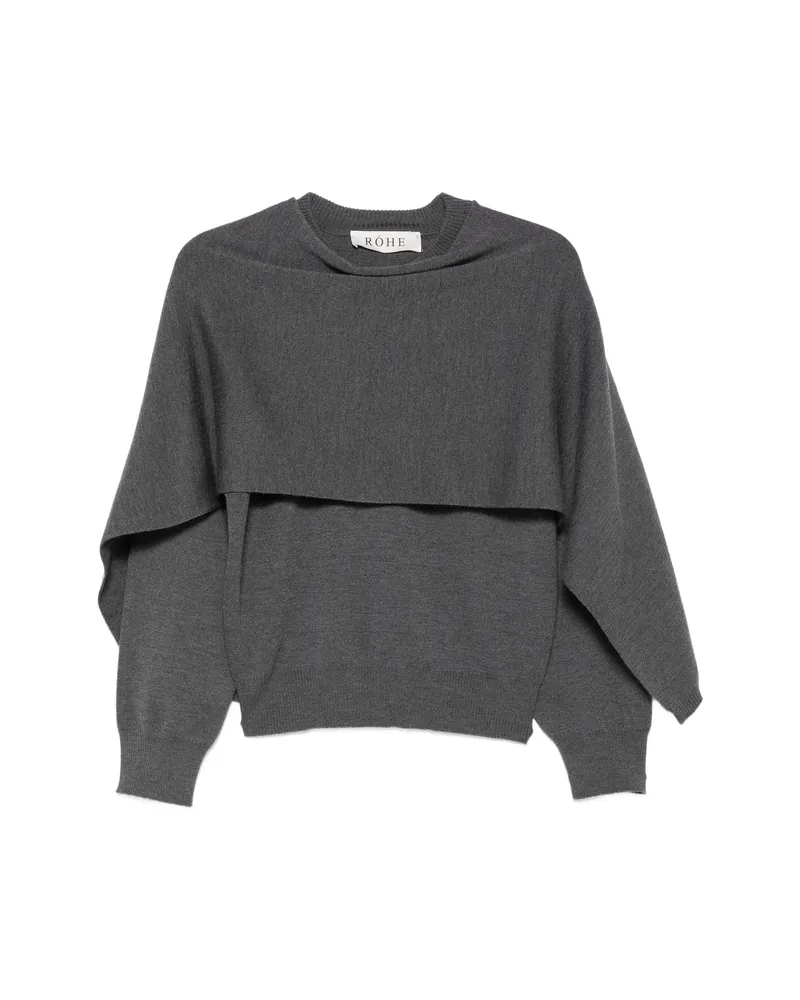 Róhe Cape-overlay Knitted Sweater Grey