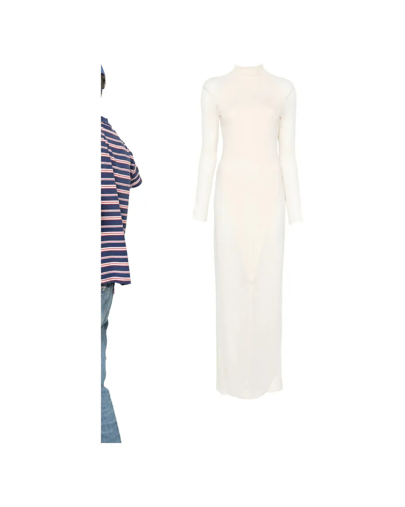 Alaïa Panelled Long-sleeved Maxi Dress Neutrals