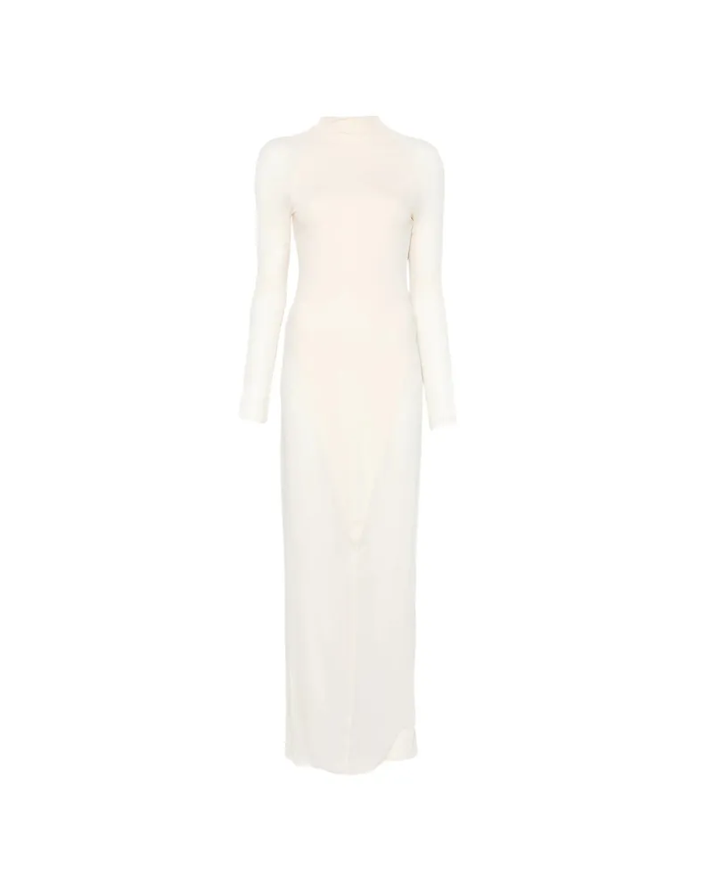 Alaïa Panelled Long-sleeved Maxi Dress Neutrals