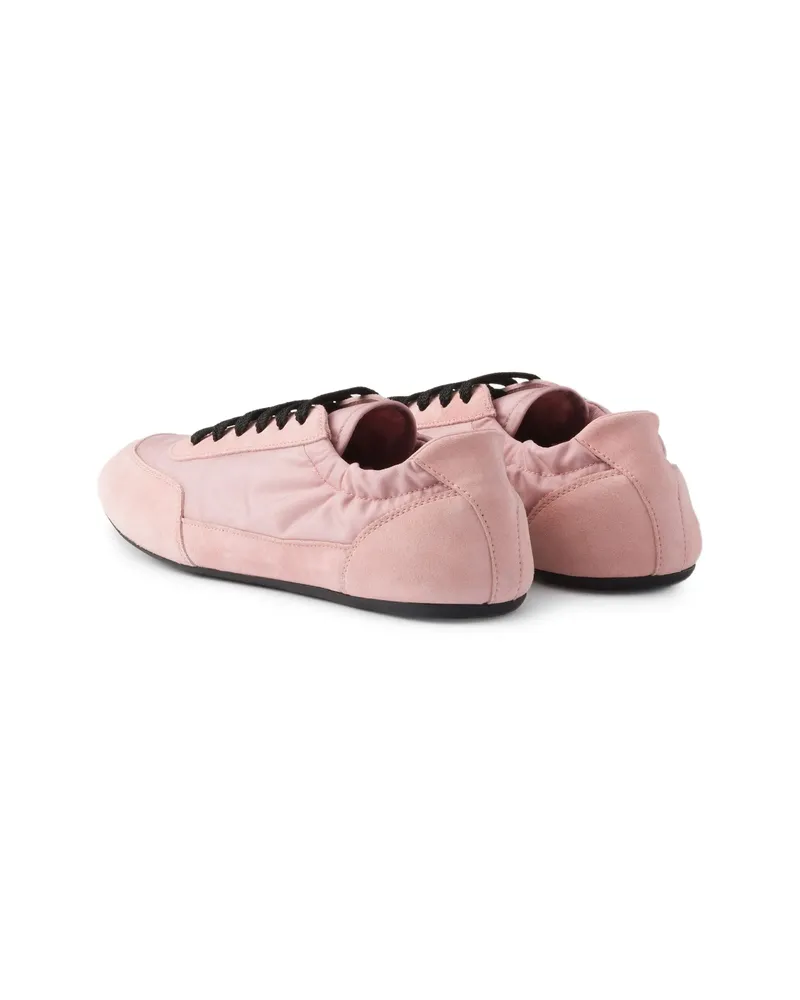 Prada Collapse Lace-up Suede Sneakers Pink