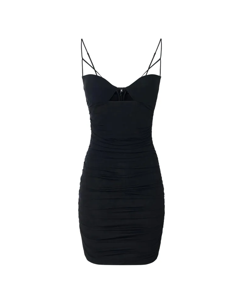 Elisabetta Franchi Mini Dress In Crêpe Jersey Fabric With Draping Black