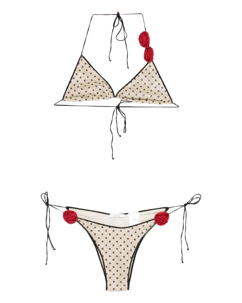 Oséree Polka-dot Floral Bikini Neutrals