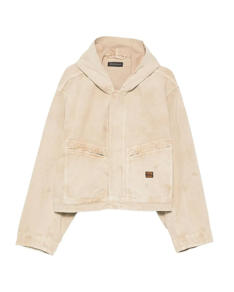 Balenciaga Denim Hooded Jacket Neutrals