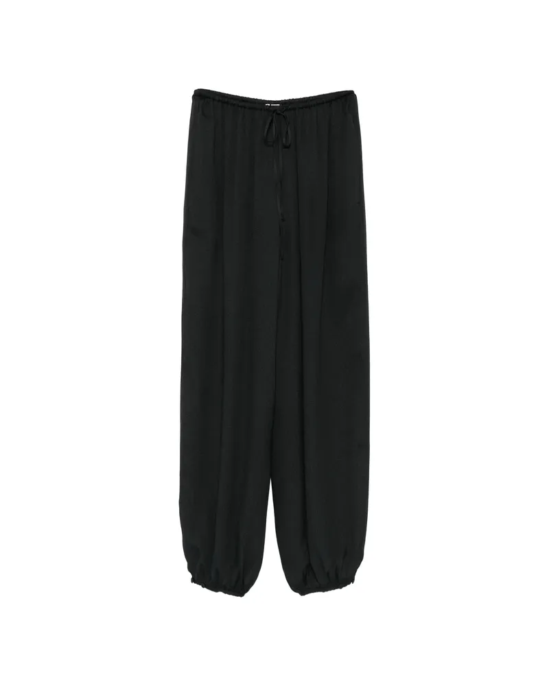 forte_forte Drawstring-waist Elasticated-cuff Trousers Black