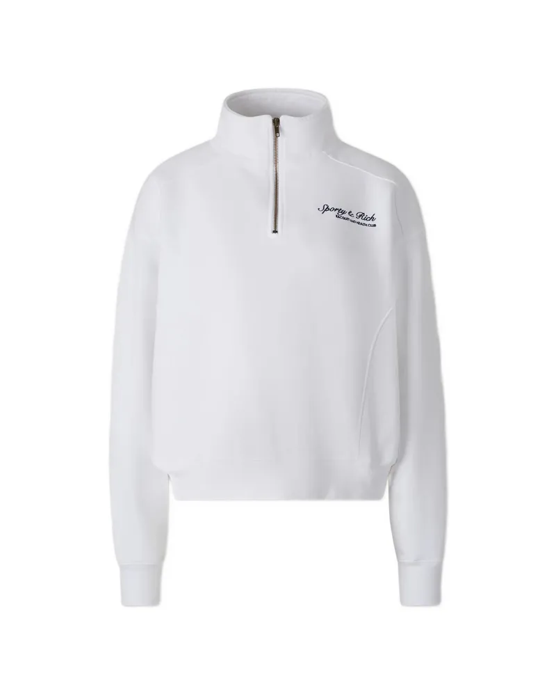 SPORTY & RICH Syracuse Logo-embroidered Quarter-zip Sweatshirt White