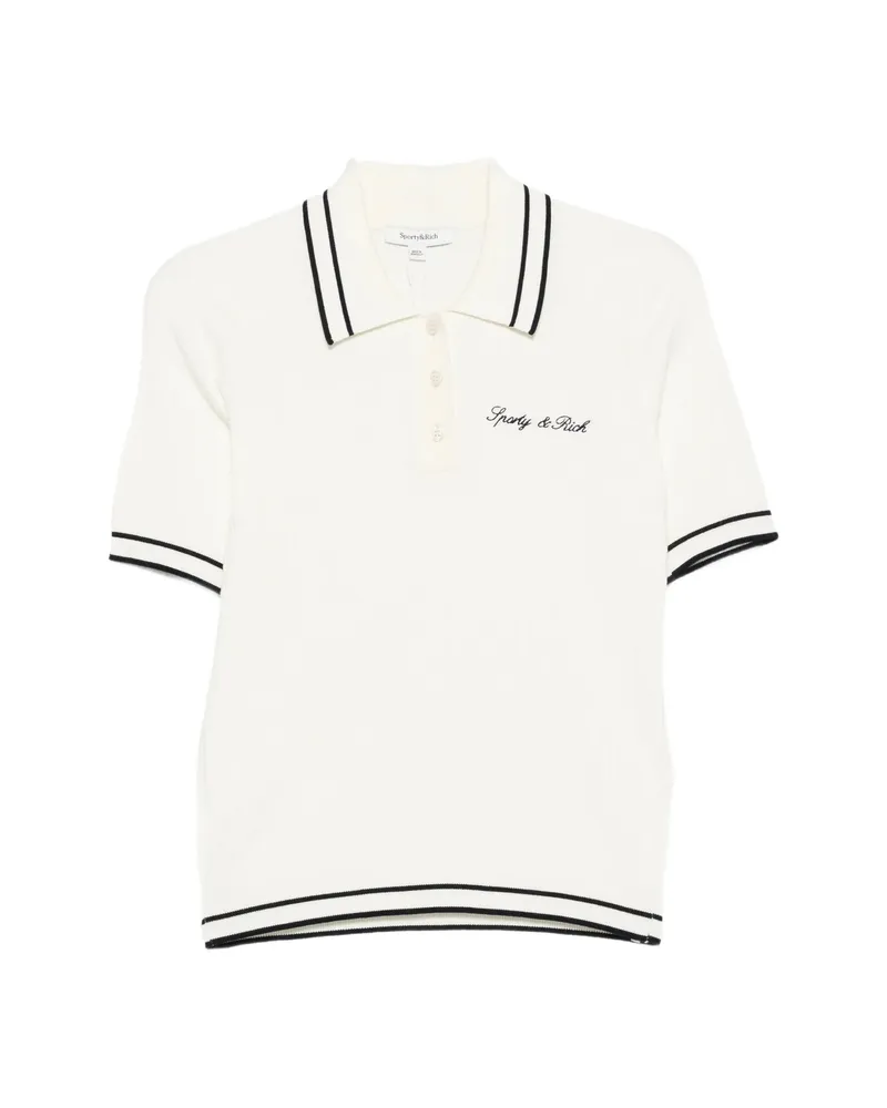 SPORTY & RICH Cable-knit Polo Shirt White