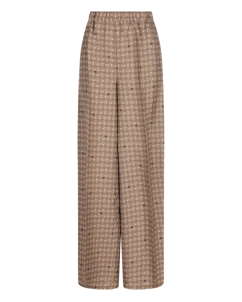 Max Mara Elasticated Patterned Trousers Brown