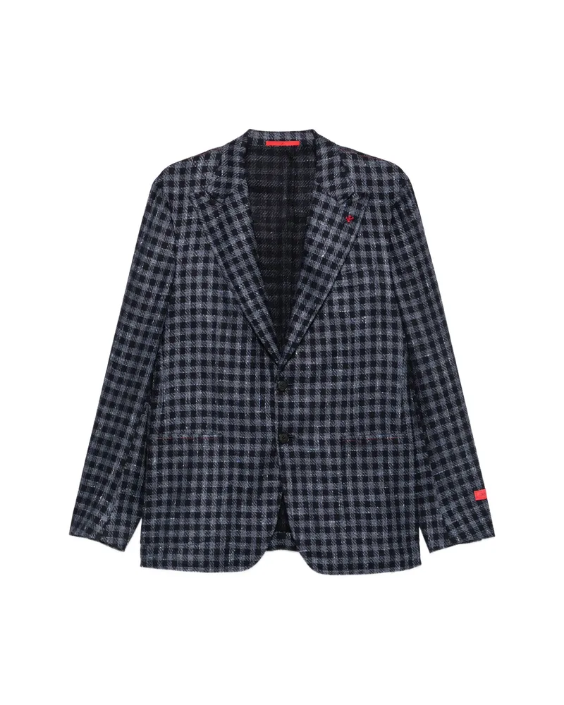 Isaia Gingham-check Notched-lapel Blazer Blue