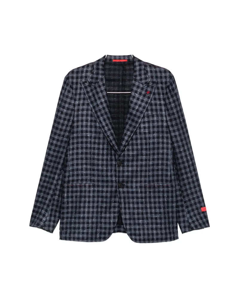 Isaia Gingham-check Notched-lapel Blazer Blue