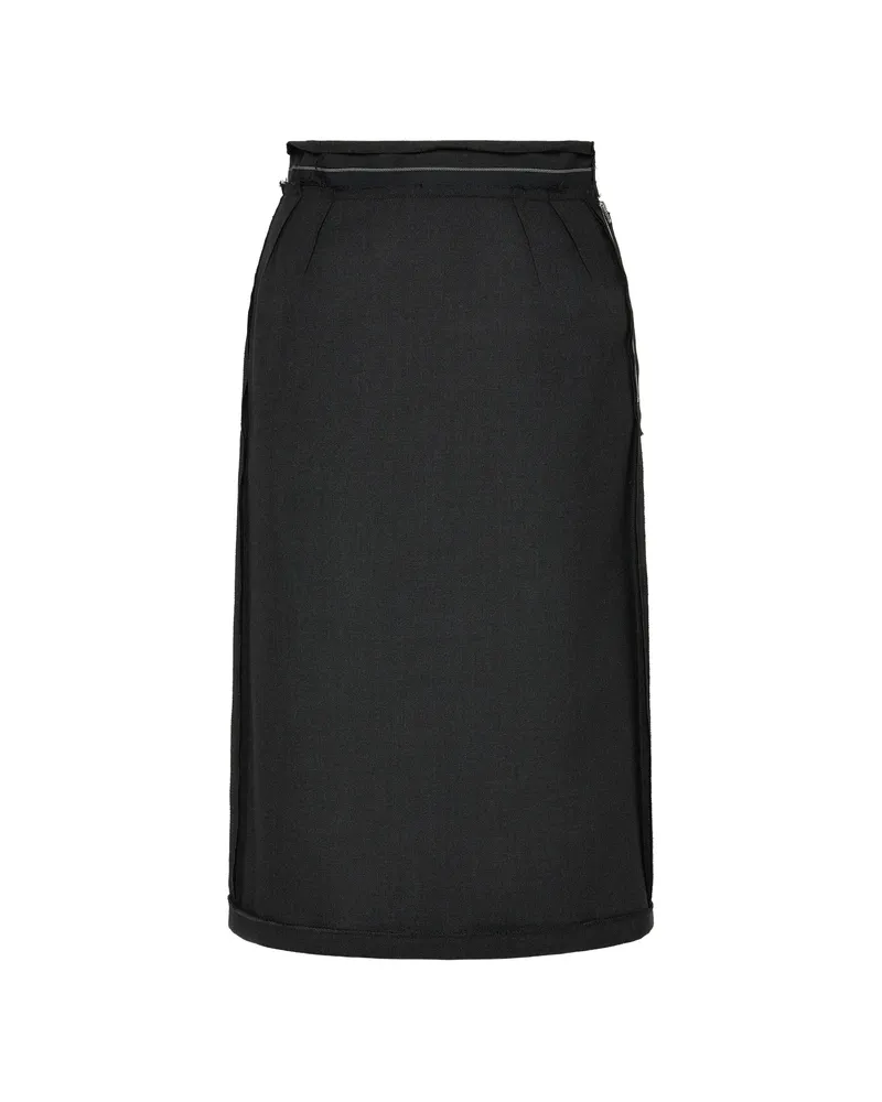 Maison Margiela Four White Stitches Pleated Midi Skirt Black