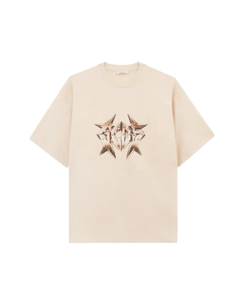 GCDS Studded Logo-detail T-shirt Neutrals