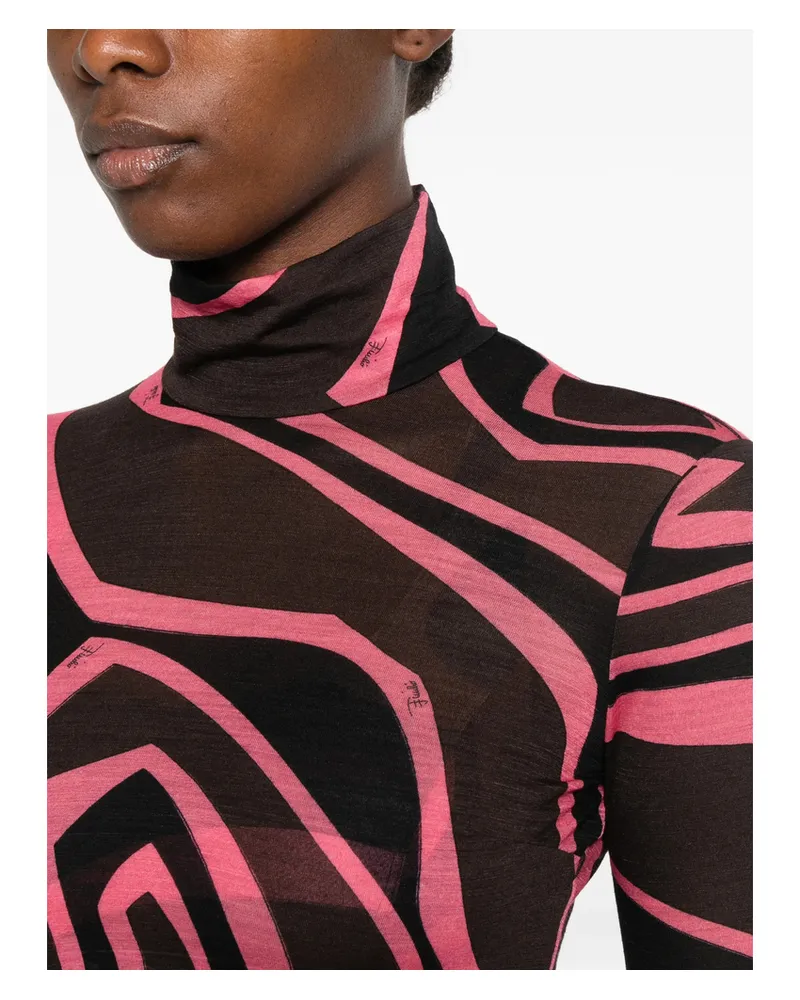 Emilio Pucci Iride-print High-neck Top Black