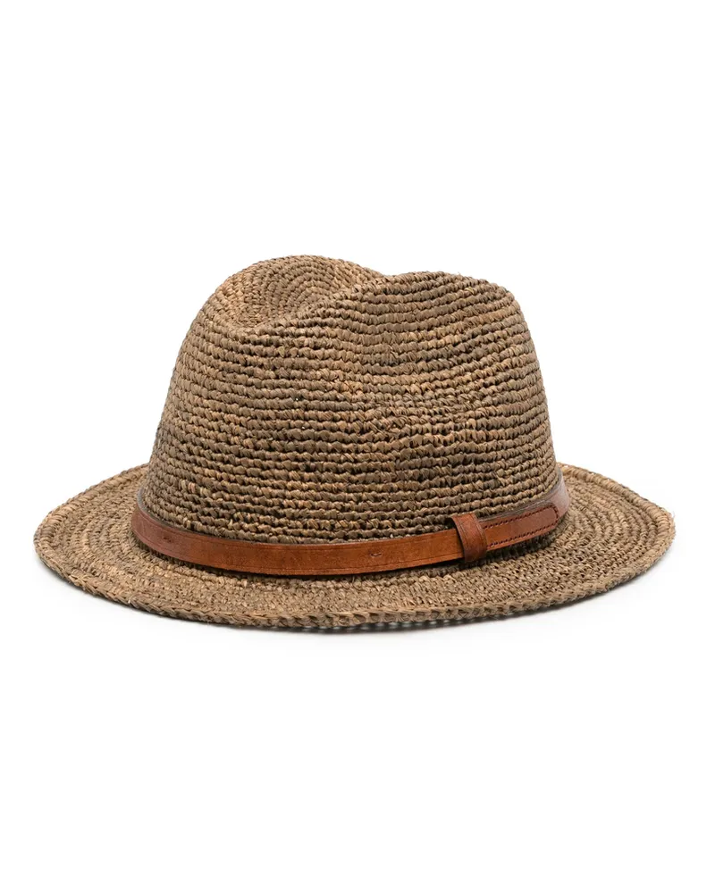 IBELIV Woven Raffia Fedora Brown