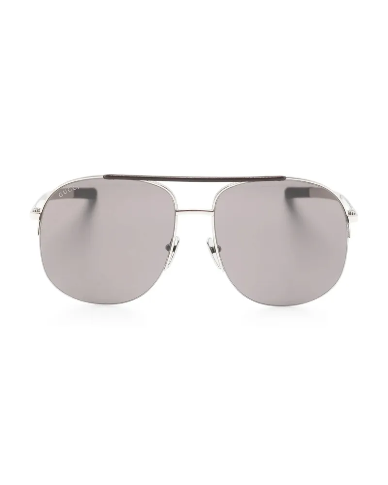 Gucci Navigator Logo Pilot Sunglasses Grey