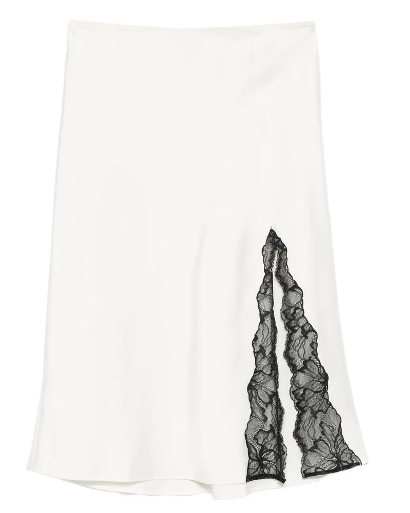 Calvin Klein Lace-insert Slit Skirt Neutrals