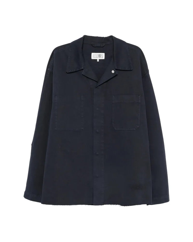 Maison Margiela Concealed-fastening Patch-pocket Shirt Jacket Blue
