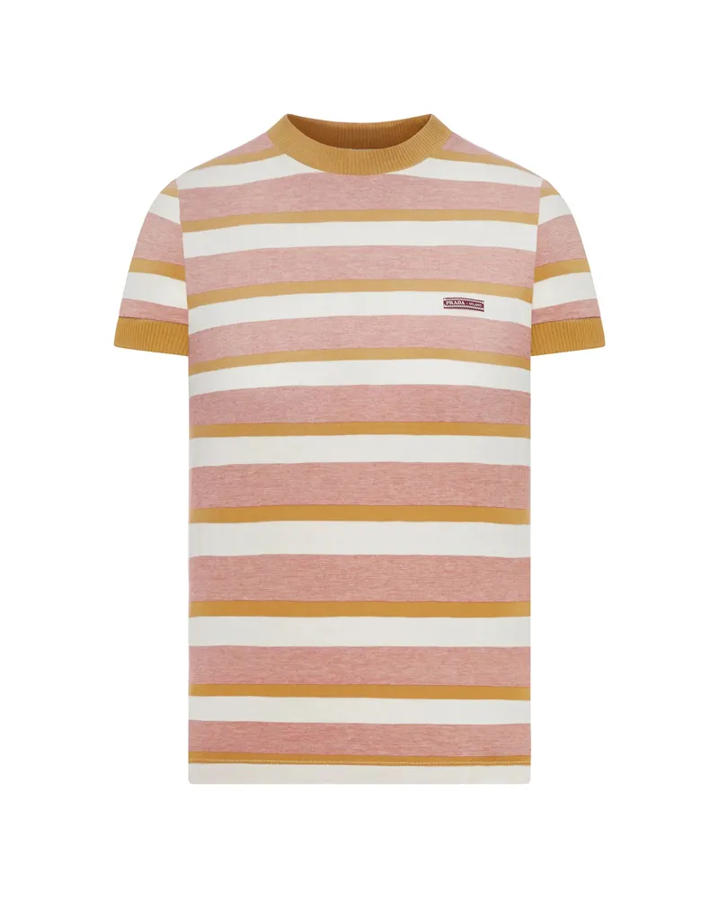 Prada Bayadere Stripe Jersey T-shirt Neutrals