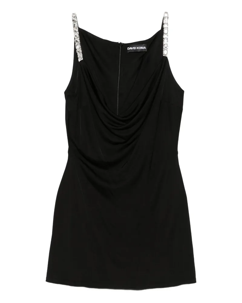 David Koma Crystal-embellished Cowl-neck Dress Black