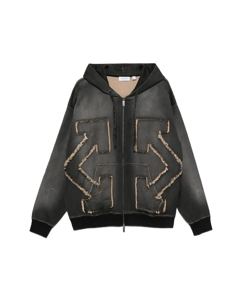OFF-WHITE Arrows-patchwork Zip-up Hoodie Grey