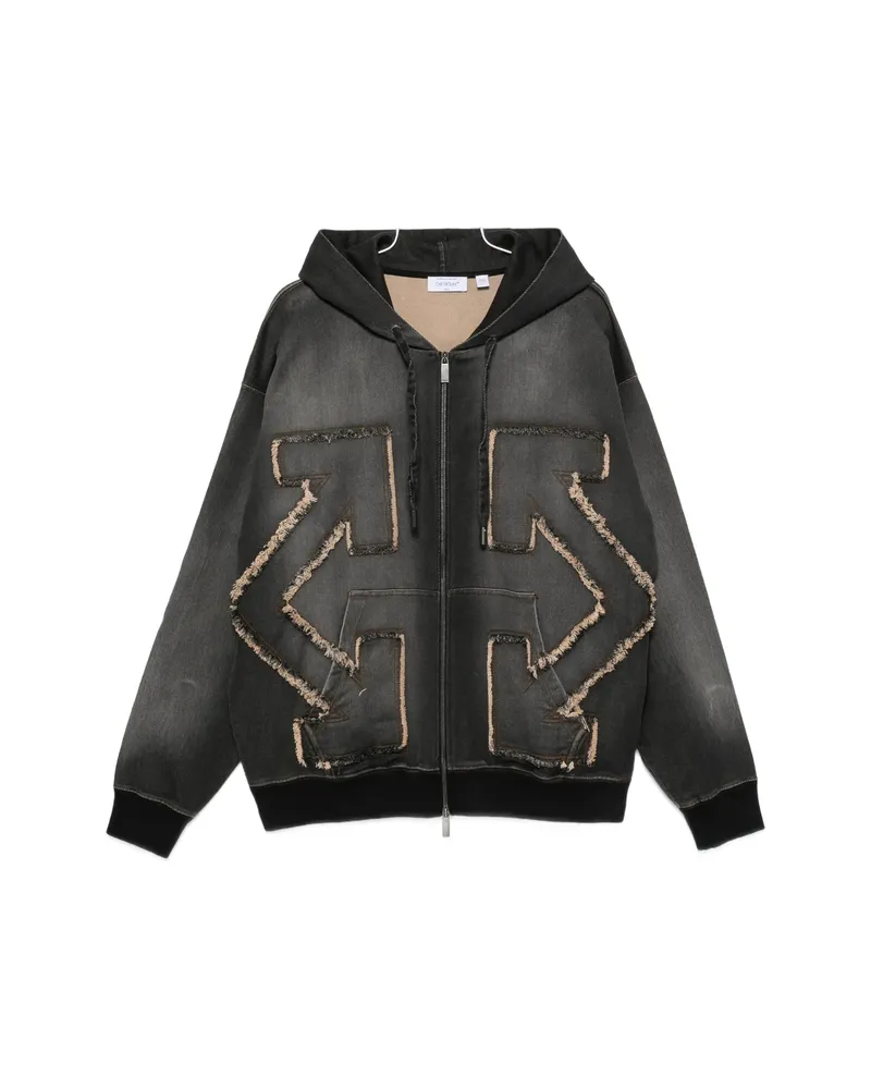 OFF-WHITE Arrows-patchwork Zip-up Hoodie Grey
