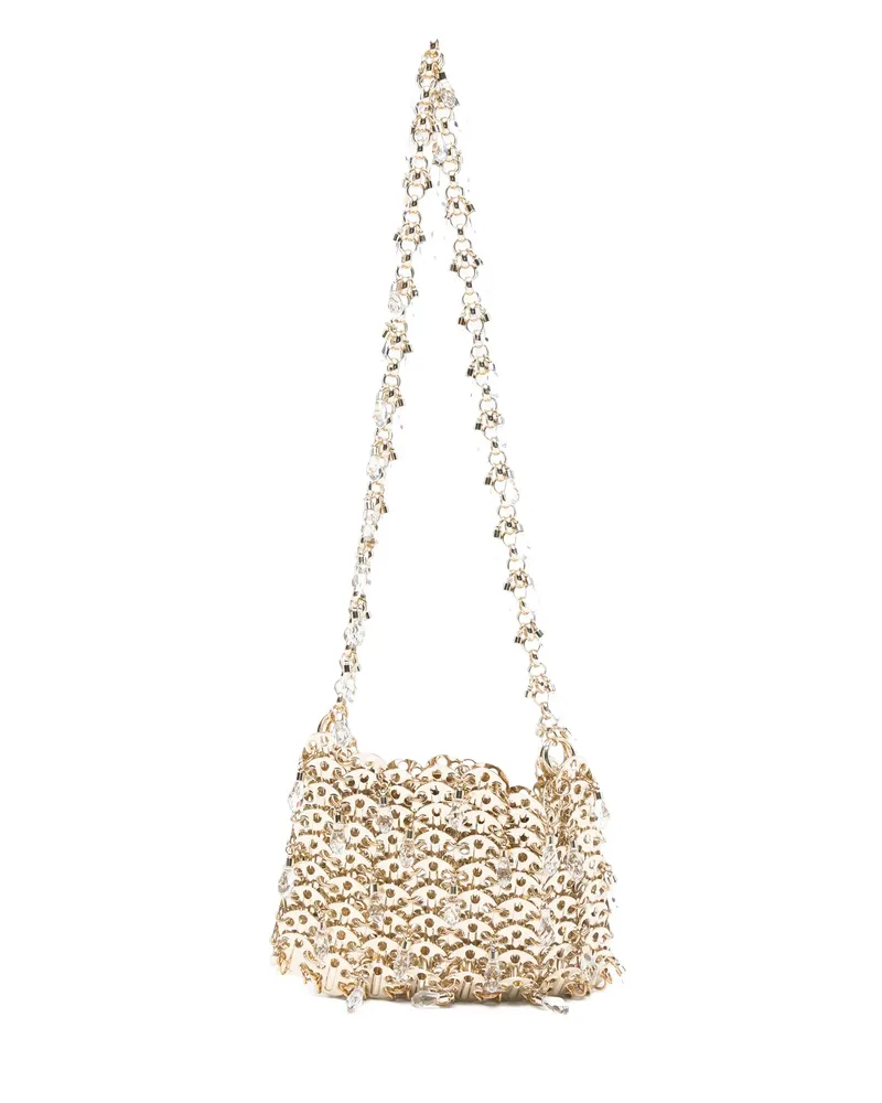 Paco Rabanne Crystal Embellished Chain Shoulder Bag Gold