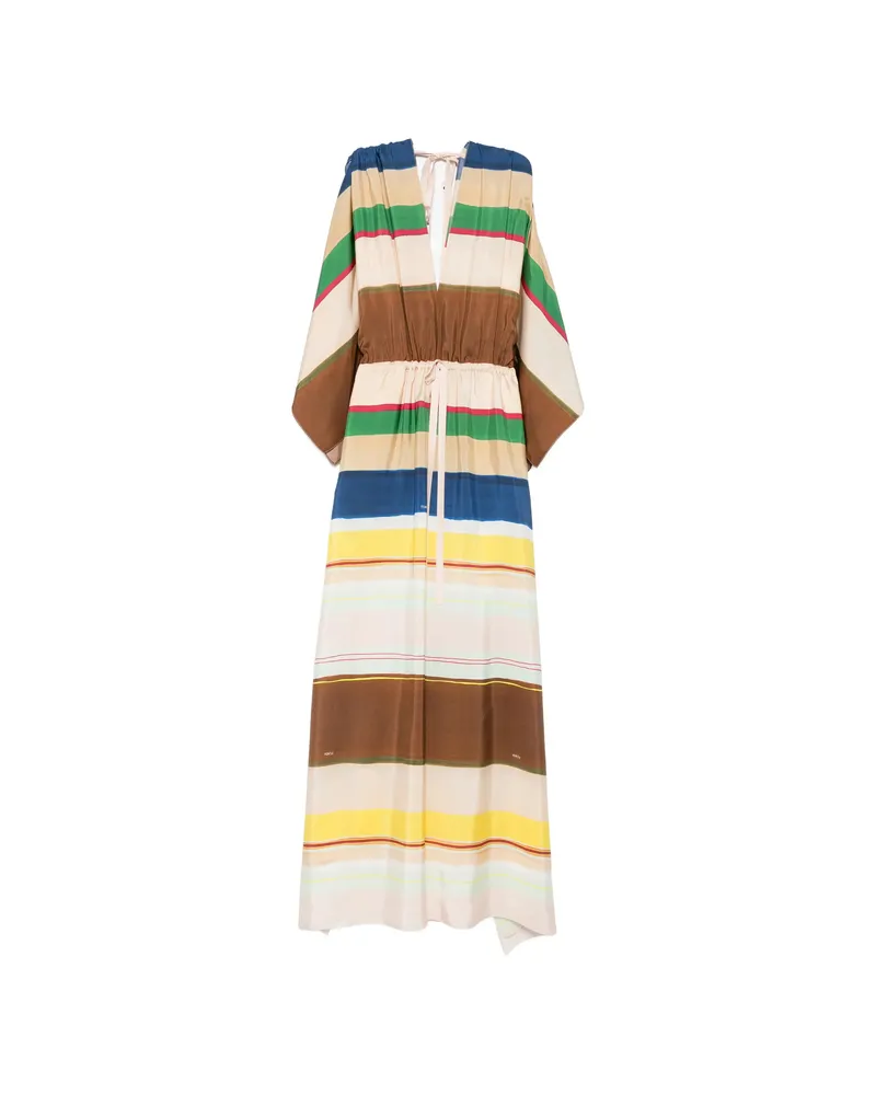 Fendi Striped Draped Jumpsuit Neutrals