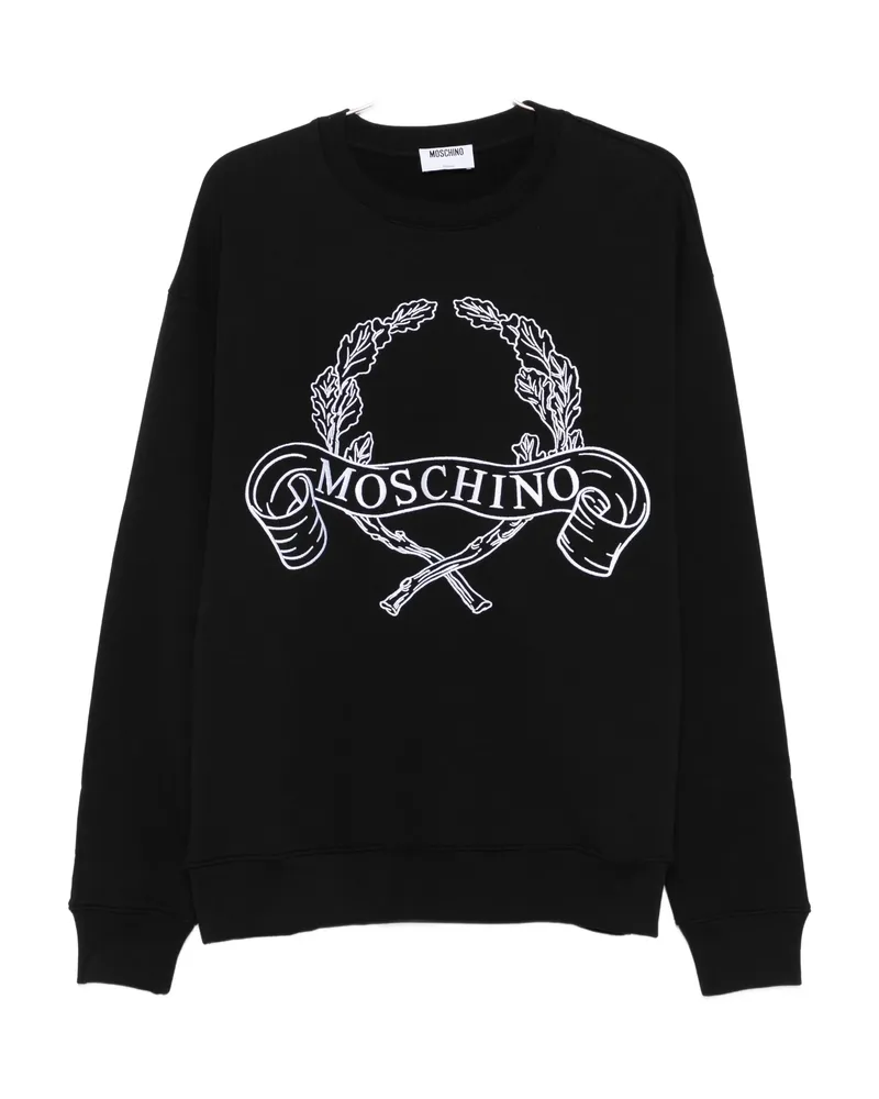 Moschino Laurel Crown Logo Embroidered Sweatshirt Black