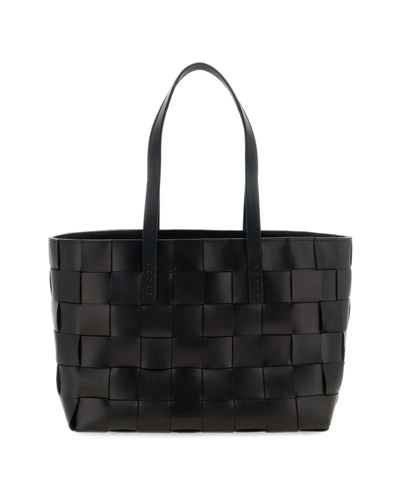Dragon Diffusion Japan Checkerboard Woven Leather Tote Bag Black