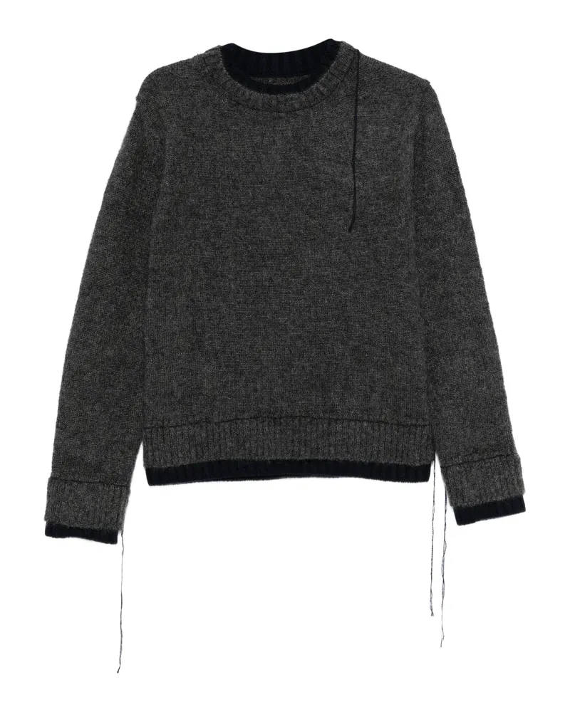 Sacai Double-layered Frayed-edge Sweater Grey