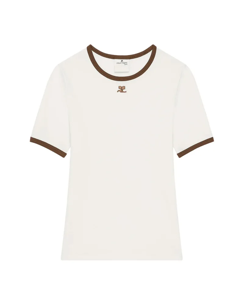 Courrèges Logo-patch Contrast-trim T-shirt White