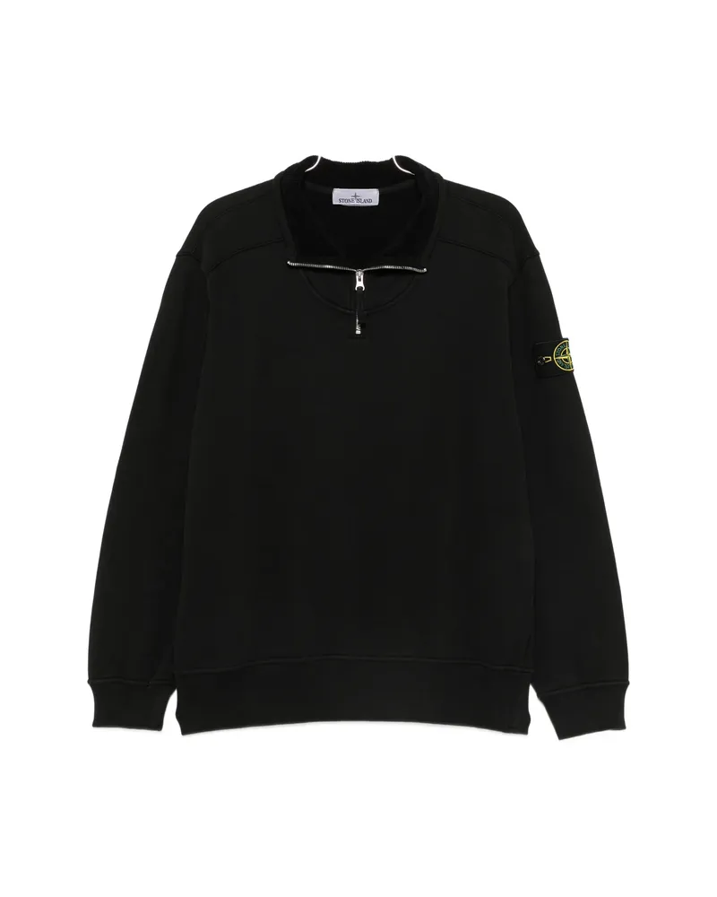 Stone Island Compass-patch Quarter-zip Sweater Black