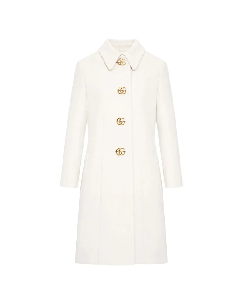 Gucci WOOL NATTÉ COAT WITH DOUBLE G BUTTON Neutrals