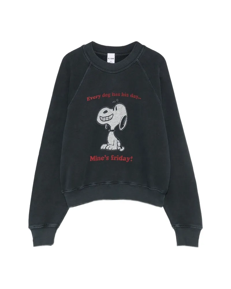 RE/DONE Graphic-print Raglan-sleeve Sweatshirt Grey