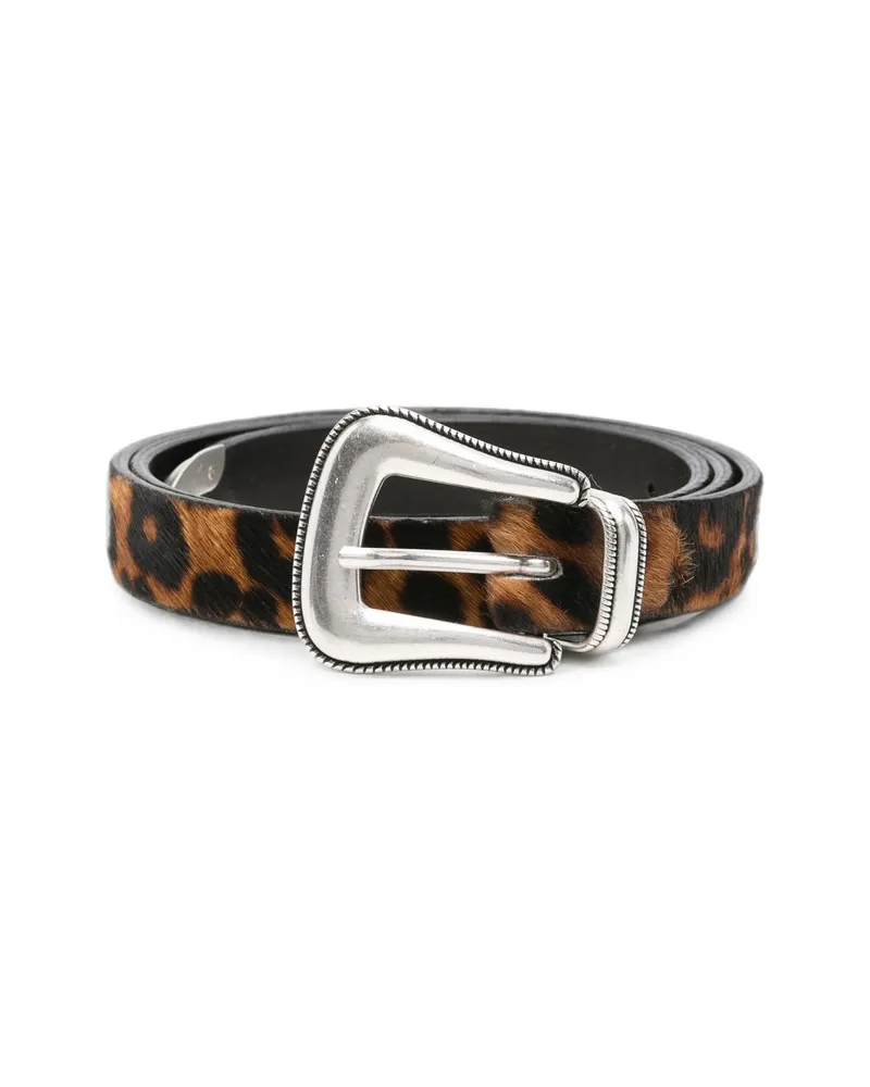 ERALDO Leopard-print Buckle-fastening Belt Brown