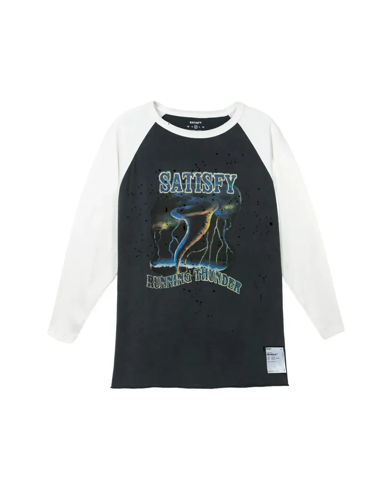 Satisfy MothTech Distressed Three-quarter Sleeve T-shirt Grey