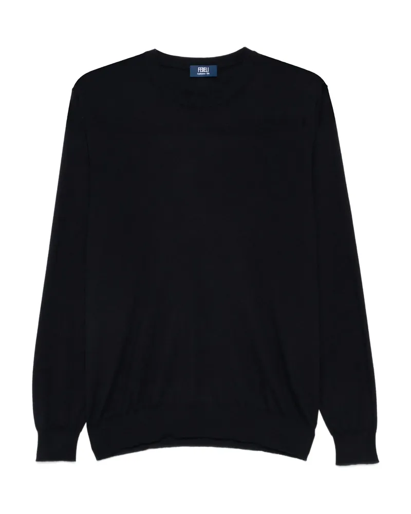 Fedeli Round-neck Long-sleeve Top Blue