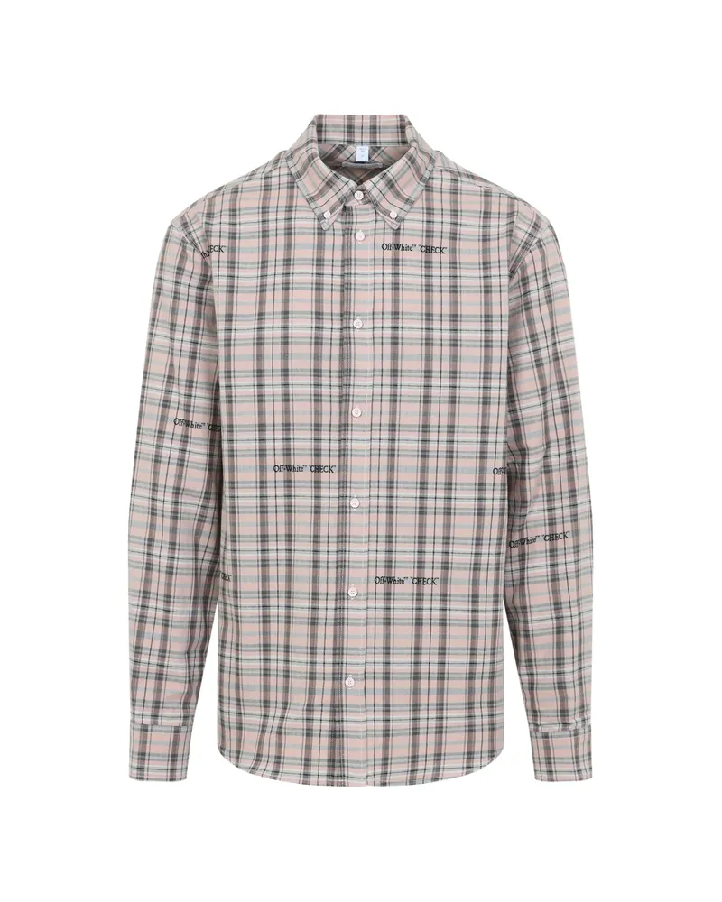 OFF-WHITE Off-white Marker Check Flannel Shirt Pink