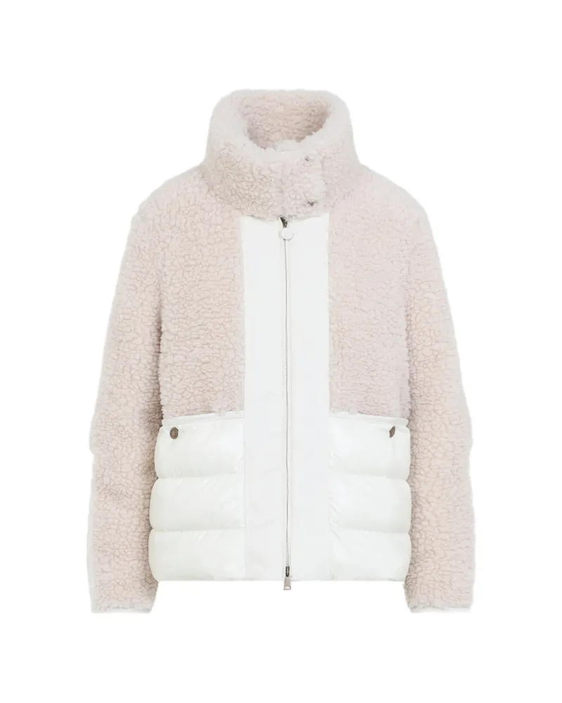Moncler Glorieux Teddy Short Down Jacket Neutrals