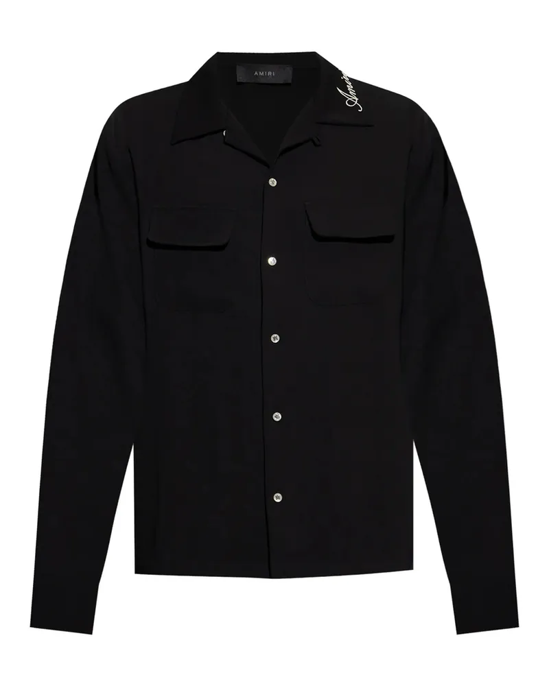 Amiri Logo-embroidered Collar Shirt Black