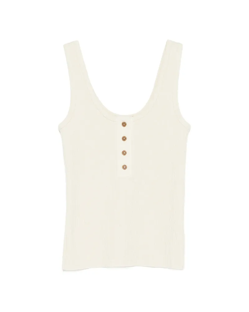 Vince Button Ribbed Top Yellow